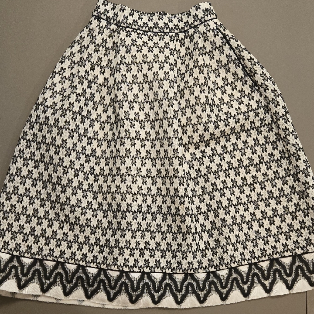 Maje Black and White A-Line Skirt